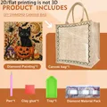 Einkaufstasche Diamantmalerei Halloween Katze Kürbis Jute – 5