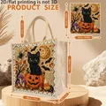 Einkaufstasche Diamantmalerei Halloween Katze Kürbis Jute – 6