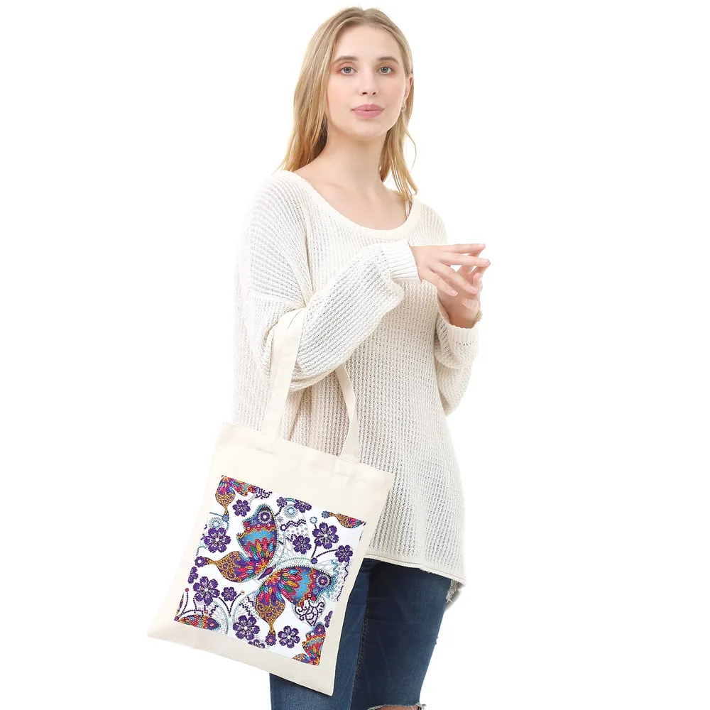 Einkaufstasche Diamantmalerei Schmetterling Kristall Strass Handtasche