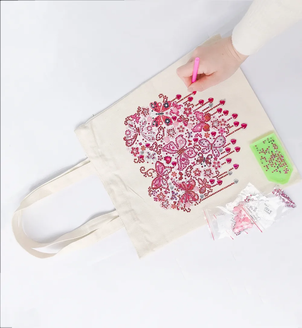 Einkaufstasche Diamantmalerei Schmetterling Kristall Strass Handtasche