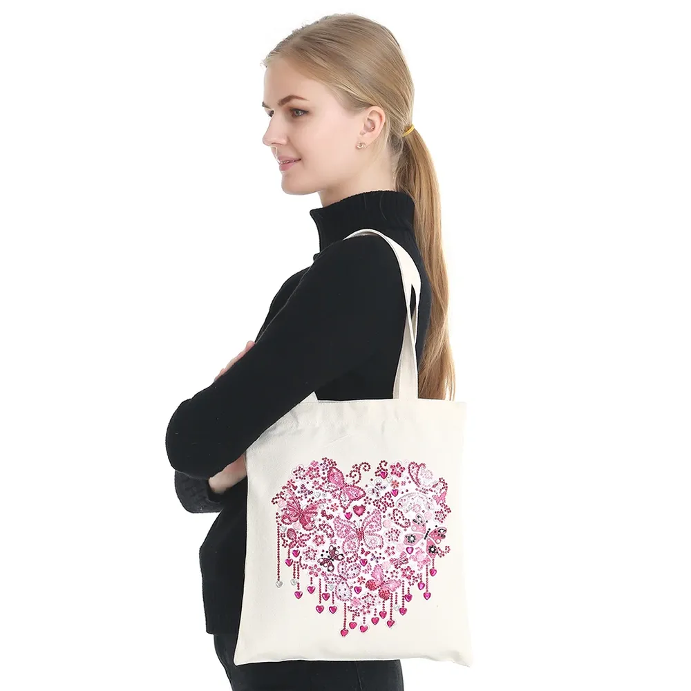 Einkaufstasche Diamantmalerei Schmetterling Kristall Strass Handtasche