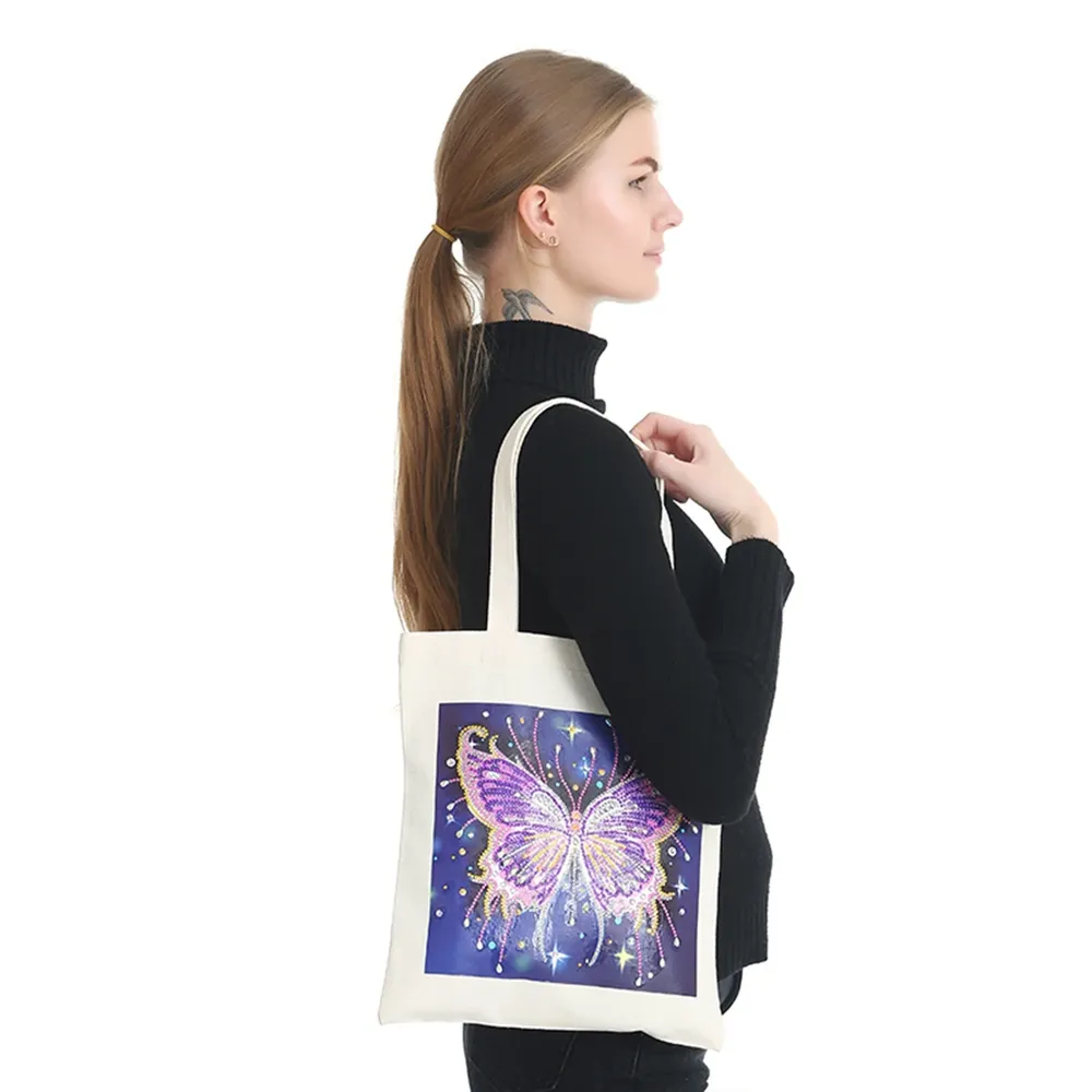Einkaufstasche Diamantmalerei Schmetterling Kristall Strass Handtasche