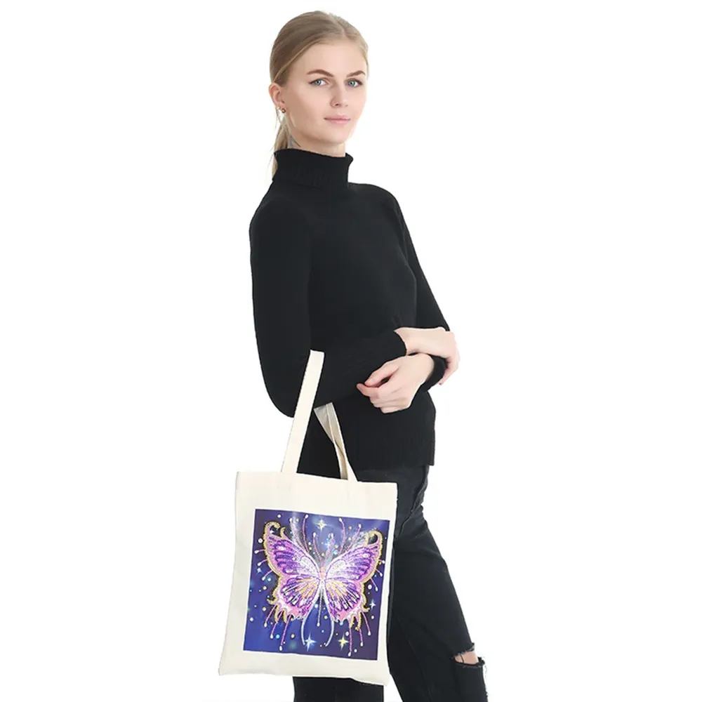Einkaufstasche Diamantmalerei Schmetterling Kristall Strass Handtasche