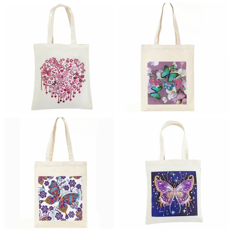 Einkaufstasche Diamantmalerei Schmetterling Kristall Strass Handtasche