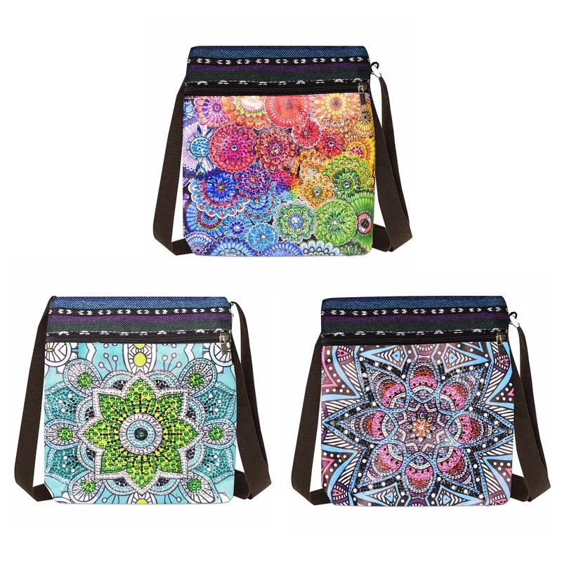 Geldbörse Diamantmalerei Mandalas aus Canvas mit Reißverschluss