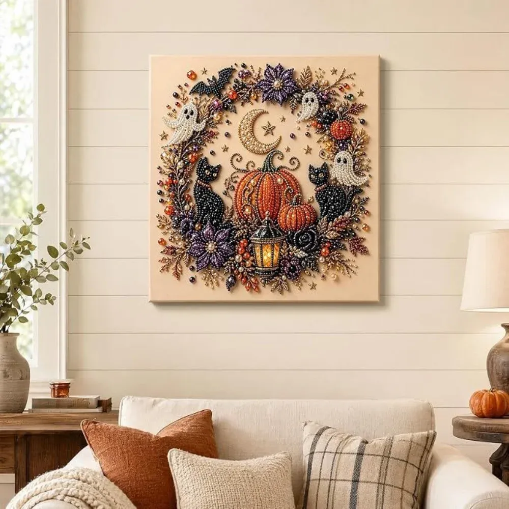 Halloween Geister Diamantmalerei Set für Erwachsene Herbst Wanddeko