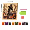Halloween Geister Diamantmalerei Set für Erwachsene Herbst Wanddeko – Farbe Burgunderrot (D)
