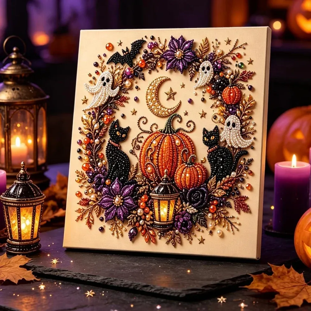 Halloween Geister Diamantmalerei Set für Erwachsene Herbst Wanddeko