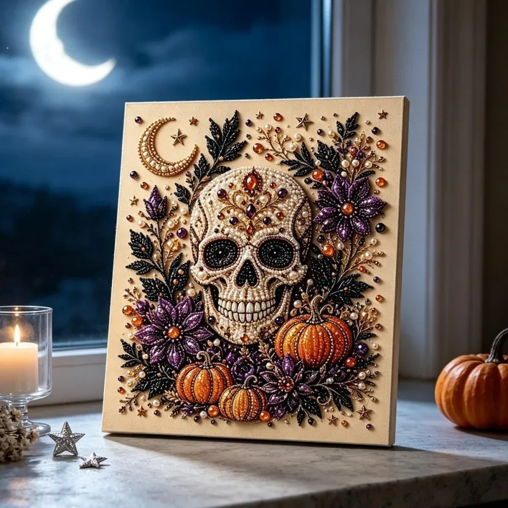 Halloween Geister Diamantmalerei Set für Erwachsene Herbst Wanddeko