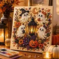 Halloween Geister Kürbis 3D Perlen Kunst DIY Set für Erwachsene – Farbe Burgunderrot (D)