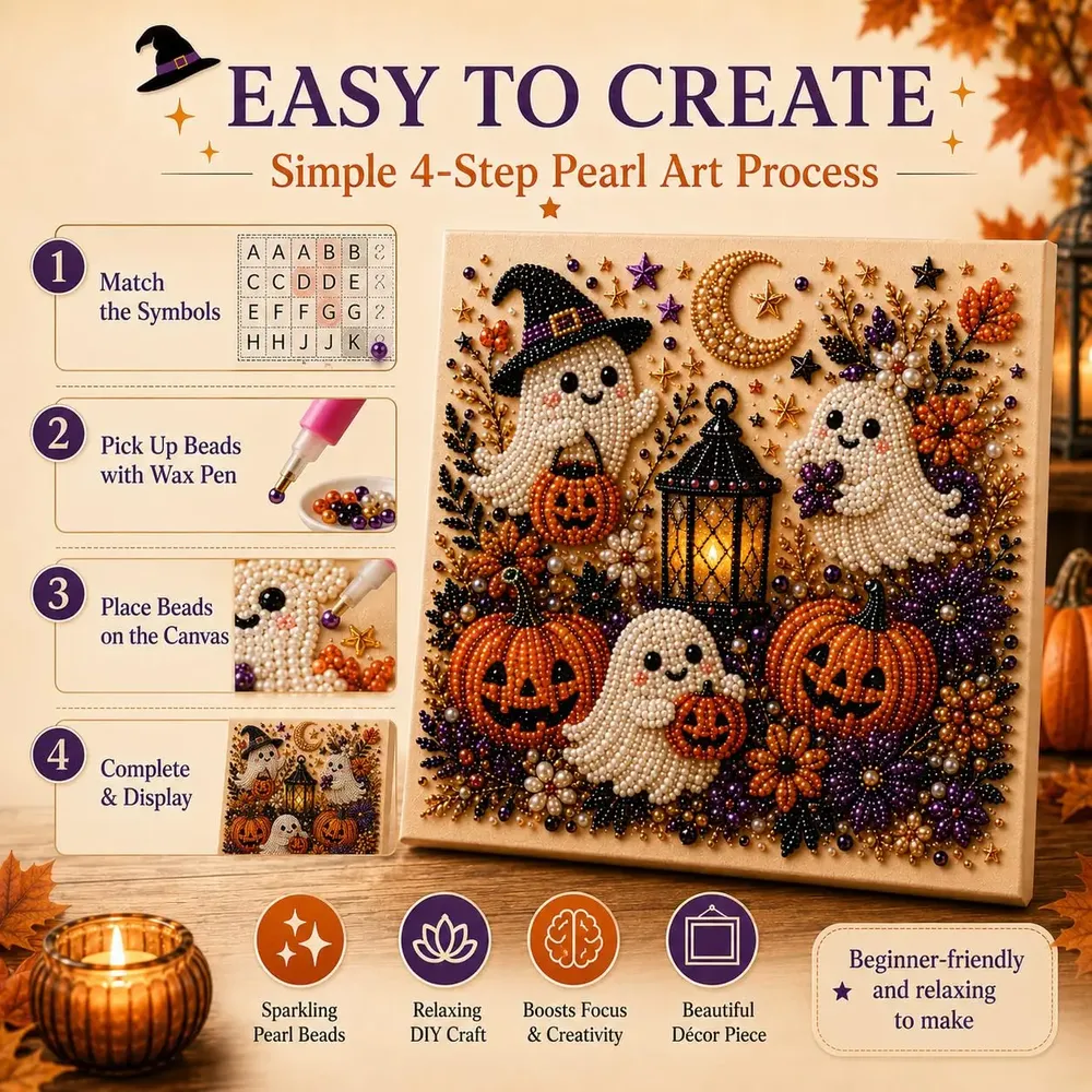 Halloween Geister Kürbis 3D Perlen Kunst DIY Set für Erwachsene