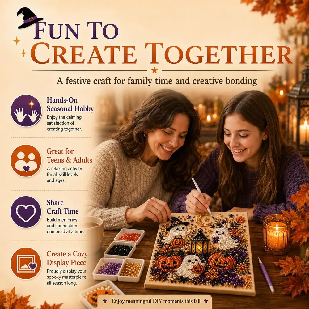 Halloween Geister Kürbis 3D Perlen Kunst DIY Set für Erwachsene