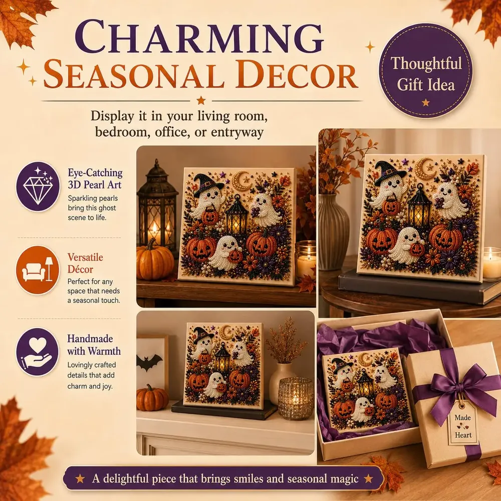 Halloween Geister Kürbis 3D Perlen Kunst DIY Set für Erwachsene