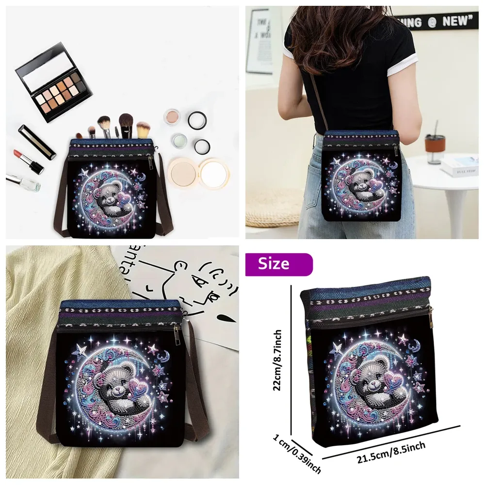 Handtasche Diamantmalerei Wolf Kristall Strass Umhängetasche