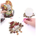 Katzen Diamantmalerei Untersetzer Set mit Halter Anti-Rutsch Holz – 4