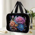 Kosmetiktasche Blumenmuster Diamantmalerei PVC transparent für Damen – Farbe HZD015