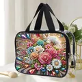 Kosmetiktasche Blumenmuster Diamantmalerei PVC transparent für Damen – Farbe HZD014