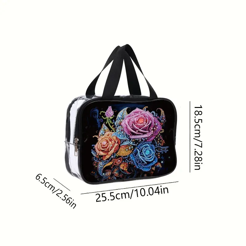 Kosmetiktasche Blumenmuster Diamantmalerei PVC transparent für Damen