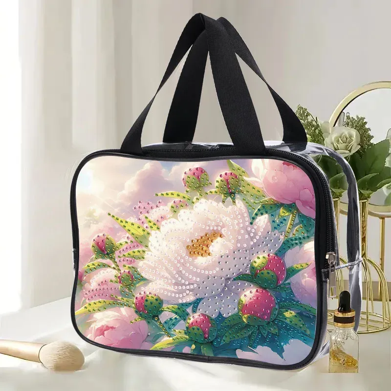 Kosmetiktasche Blumenmuster Diamantmalerei PVC transparent für Damen