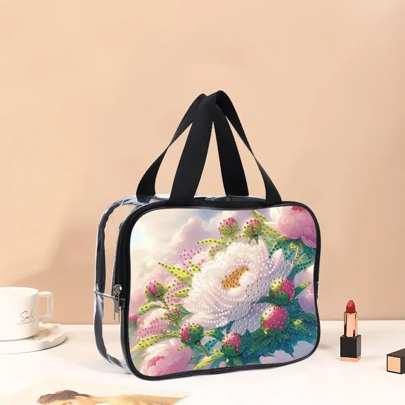 Kosmetiktasche Blumenmuster Diamantmalerei PVC transparent für Damen