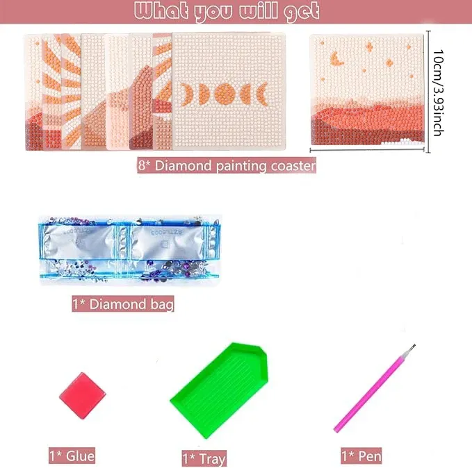 Landschaft Diamantmalerei Untersetzer Set Anti-Rutsch Holz Küche