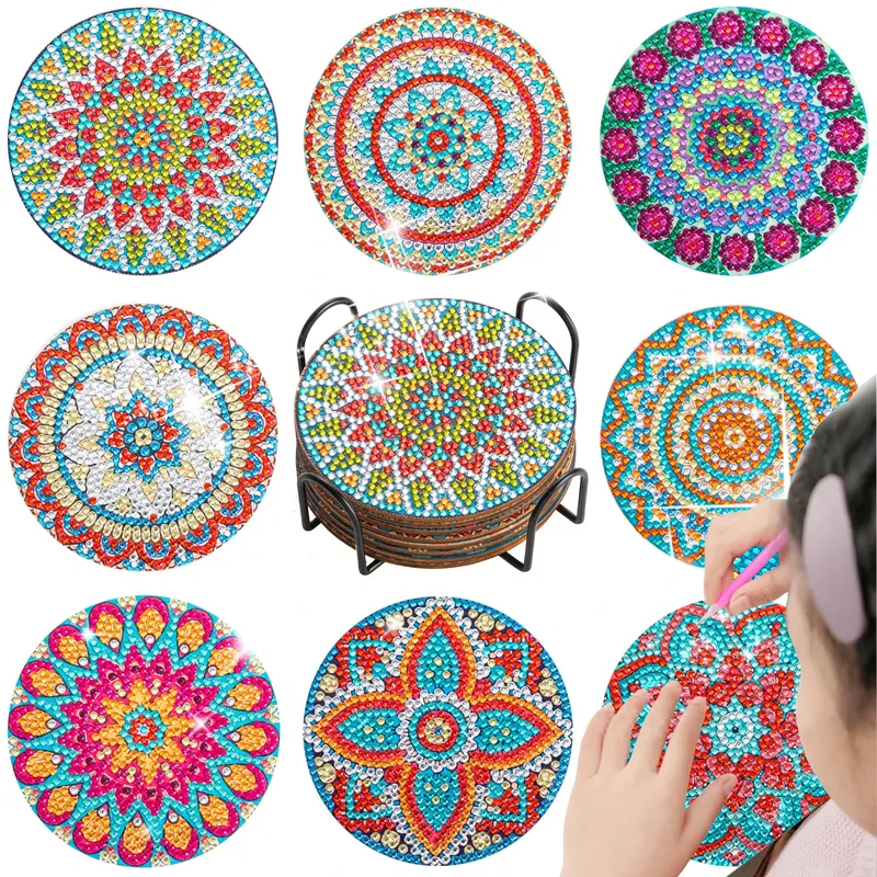 Mandala Diamantmalerei Untersetzer Set 10 x 10 cm Acryl