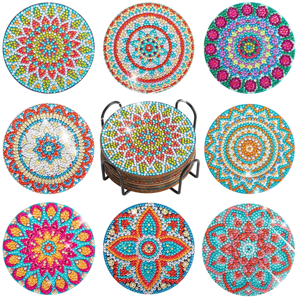 Mandala Diamantmalerei Untersetzer Set 10 x 10 cm Acryl