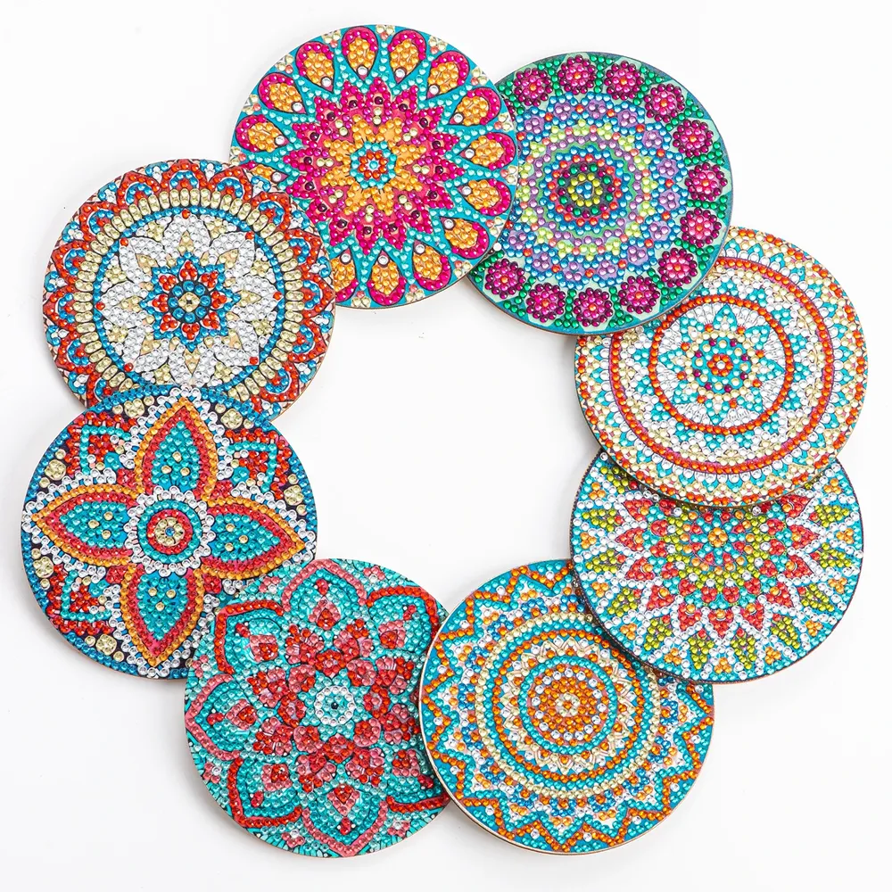 Mandala Diamantmalerei Untersetzer Set 10 x 10 cm Acryl