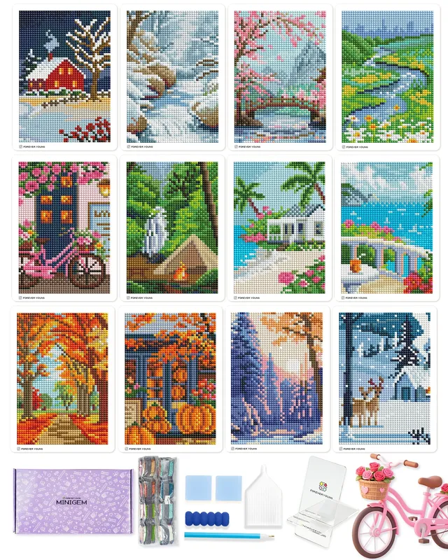 Mini Diamant Kunst Sets für Anfänger 12-teiliges Karton Stil Set