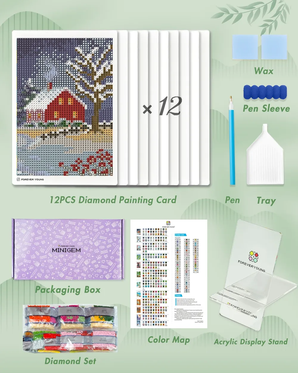 Mini Diamant Kunst Sets für Anfänger 12-teiliges Karton Stil Set