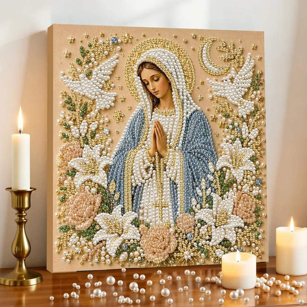 Perlenmalerei Jesus Maria 20 cm