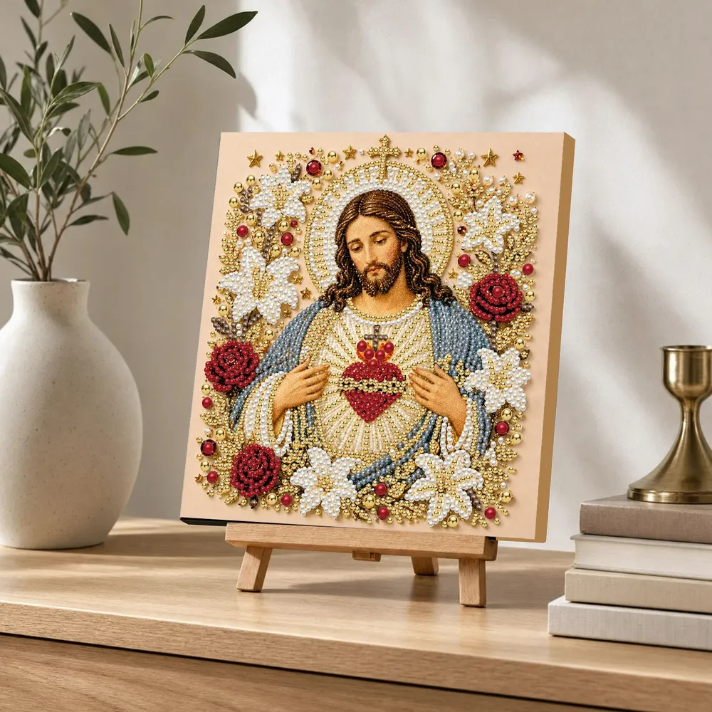 Perlenmalerei Jesus Maria 20 cm