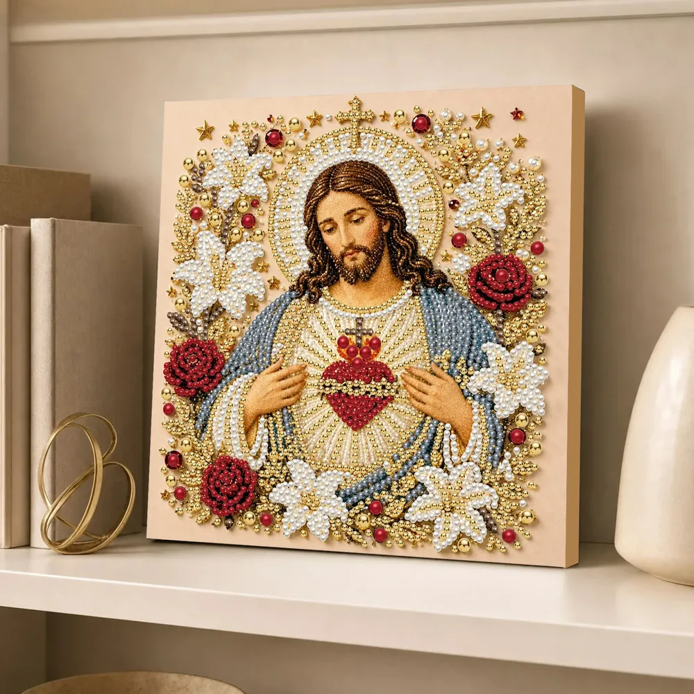 Perlenmalerei Jesus Maria 20 cm