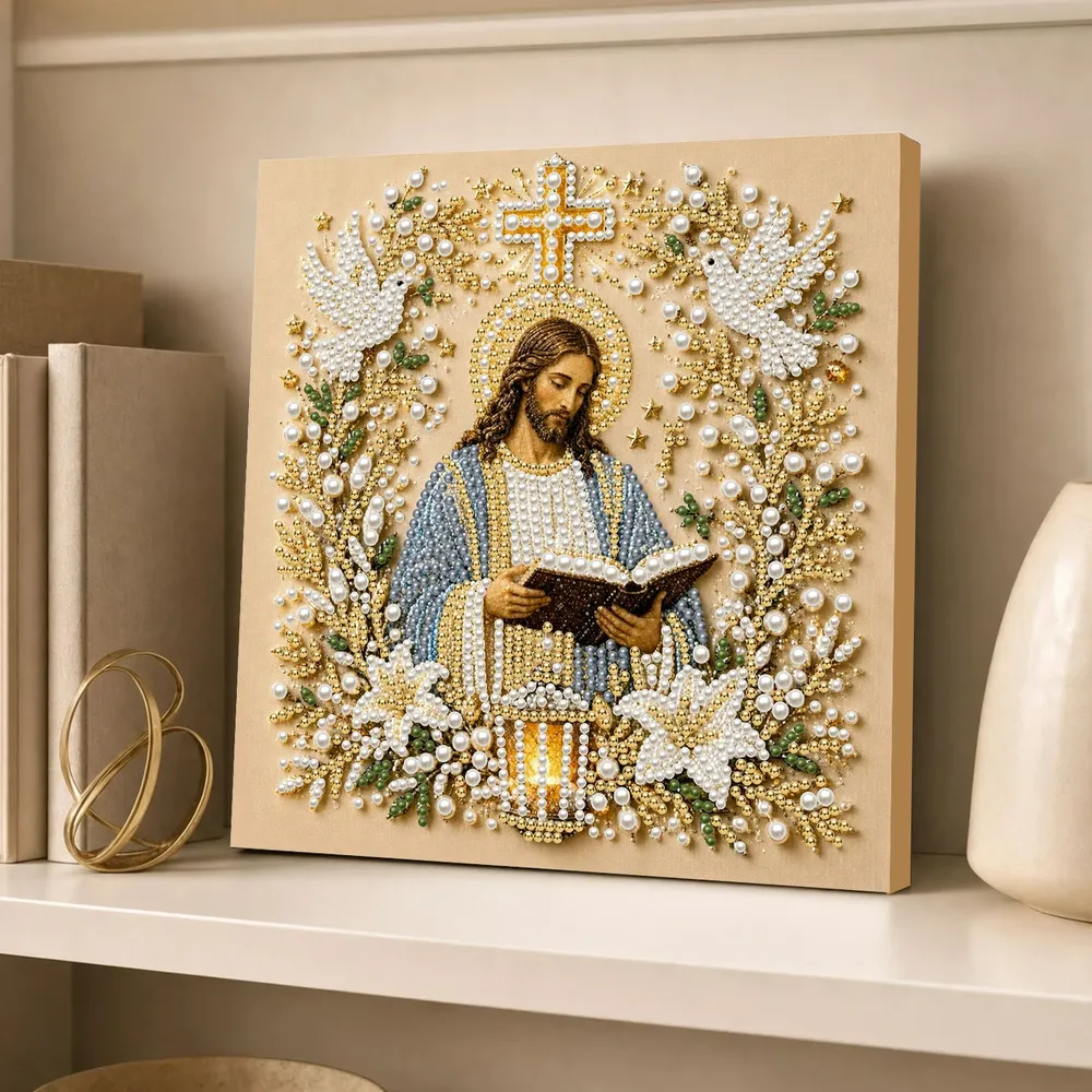 Perlenmalerei Jesus Maria 20 cm