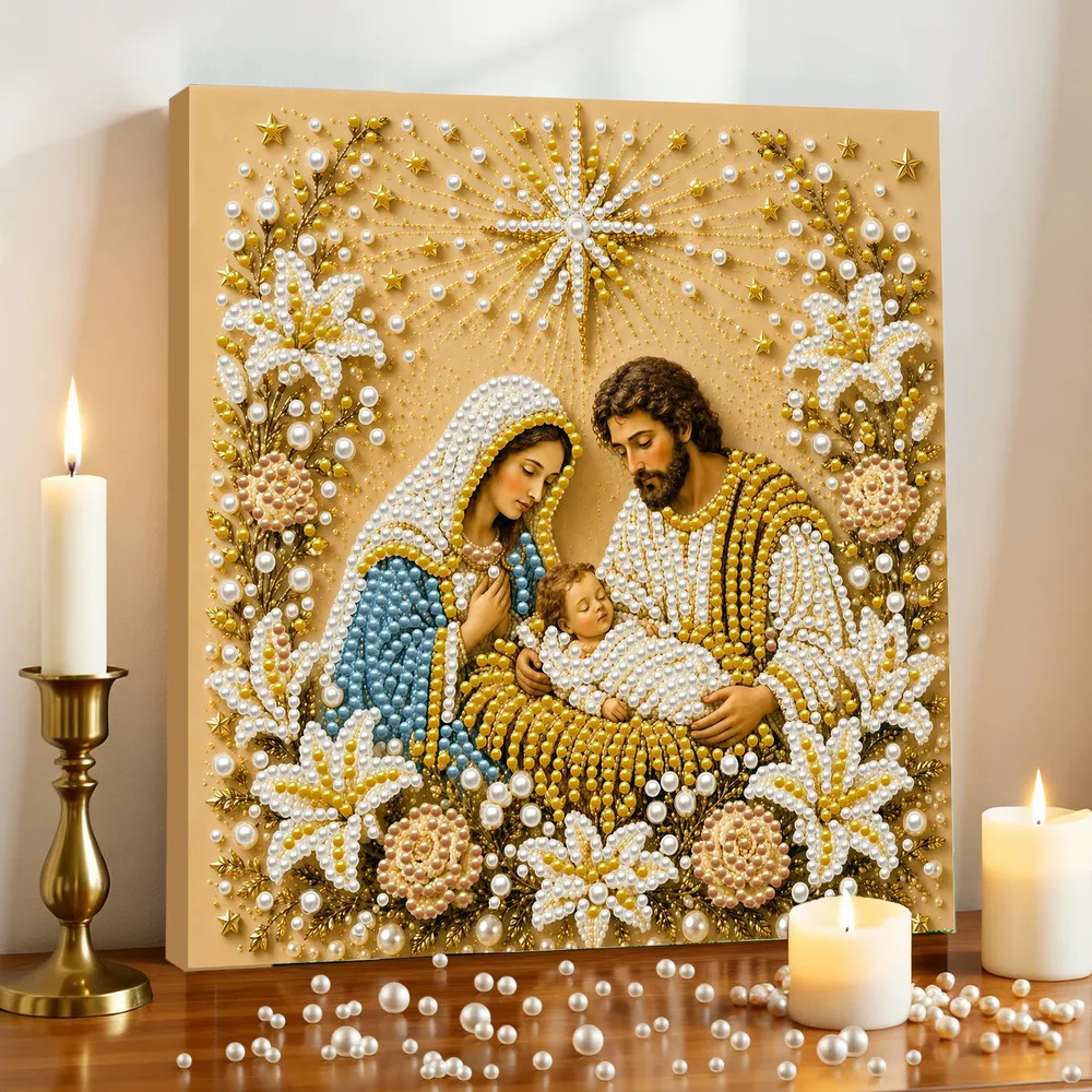 Perlenmalerei Jesus Maria 20 cm