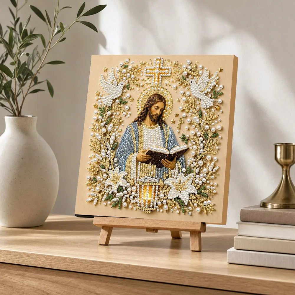 Perlenmalerei Jesus Maria 20 cm