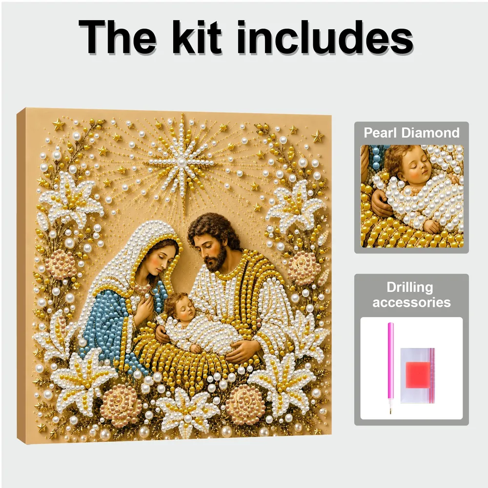 Perlenmalerei Jesus Maria 20 cm