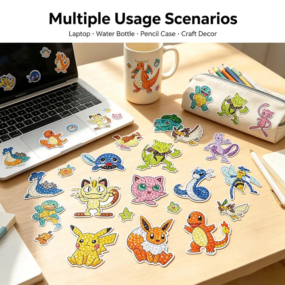 Pokemon Diamantmalerei Aufkleber Set für Kinder und Rucksäcke