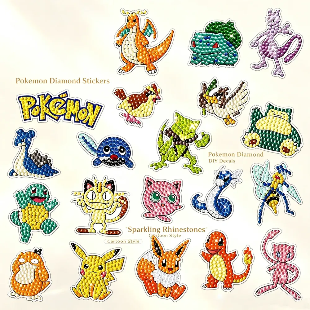 Pokemon Diamantmalerei Aufkleber Set für Kinder und Rucksäcke