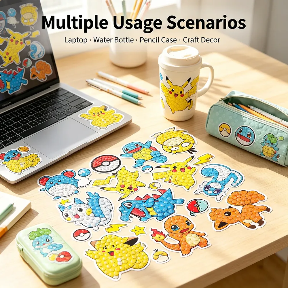 Pokemon Diamantmalerei Aufkleber Set für Kinder und Rucksäcke