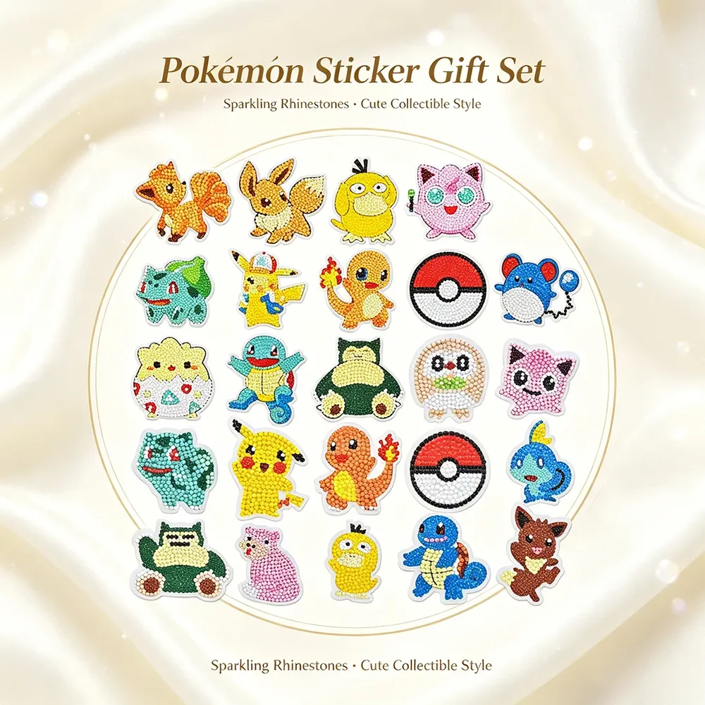 Pokemon Diamantmalerei Aufkleber Set für Kinder und Rucksäcke