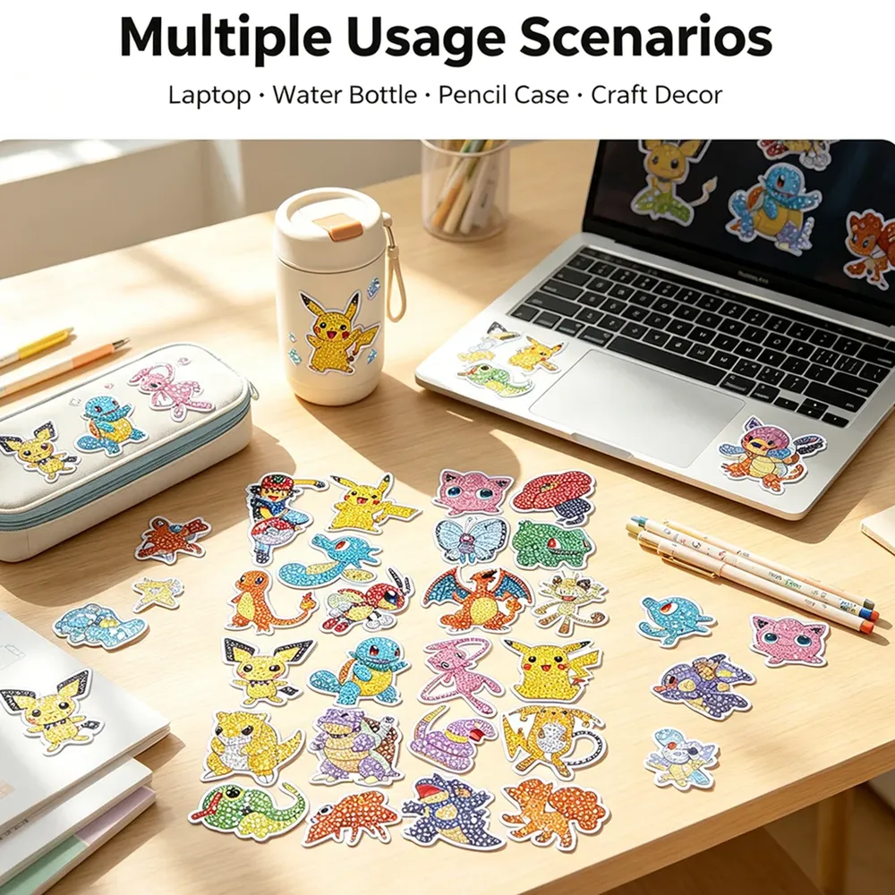 Pokemon Diamantmalerei Aufkleber Set für Kinder und Rucksäcke
