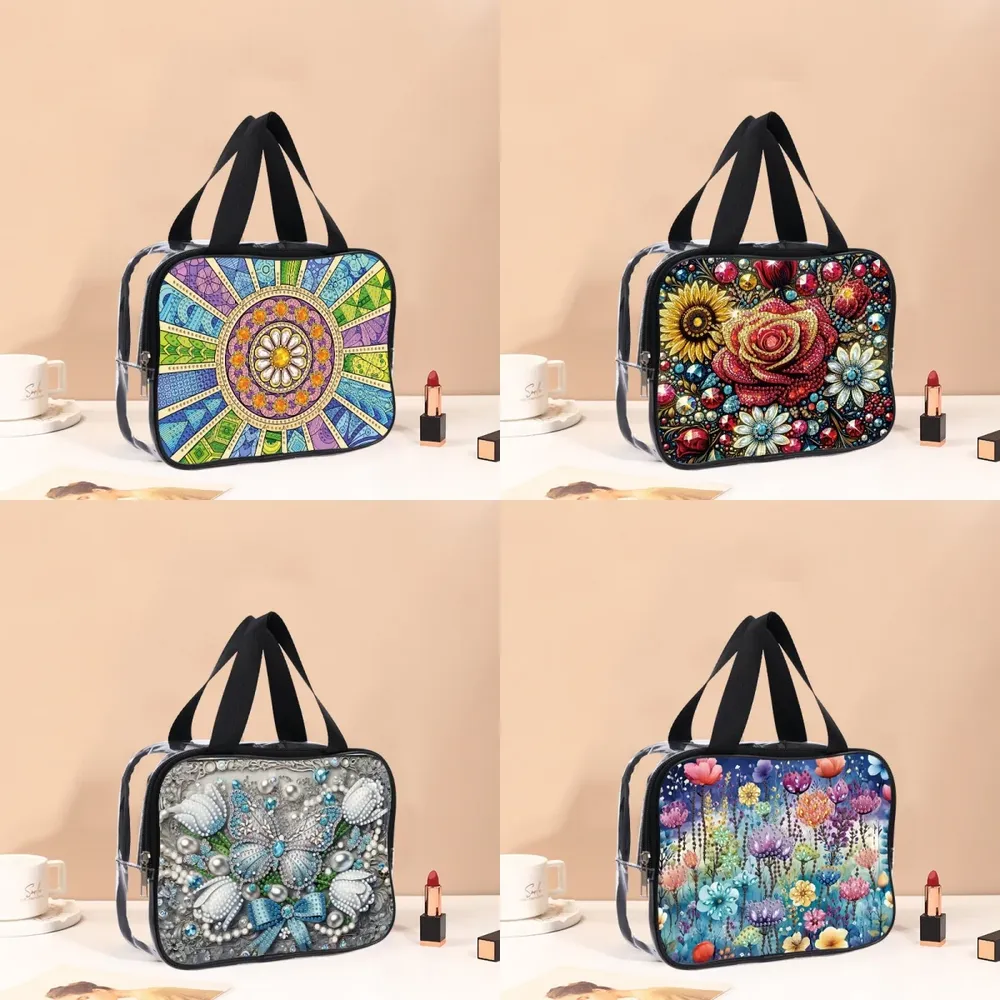 Reisetasche Diamantmalerei mit Kristallen und Blumenmuster