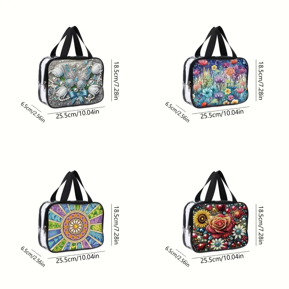Reisetasche Diamantmalerei mit Kristallen und Blumenmuster