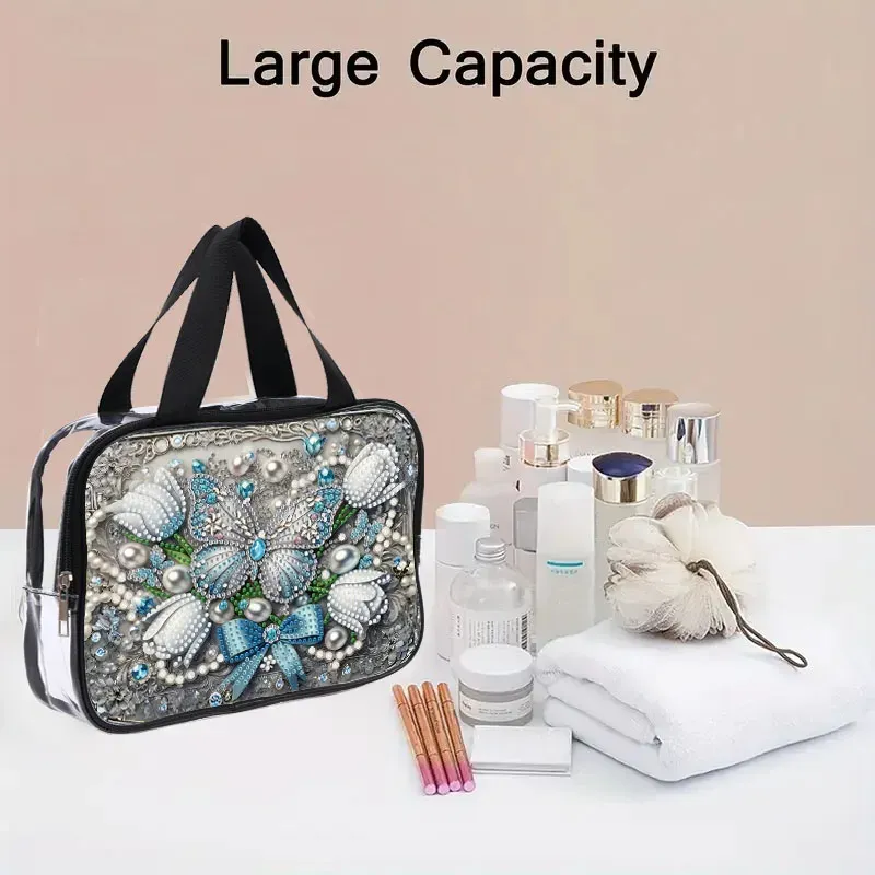 Reisetasche Diamantmalerei mit Kristallen und Blumenmuster