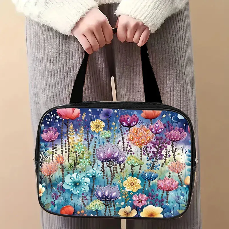 Reisetasche Diamantmalerei mit Kristallen und Blumenmuster