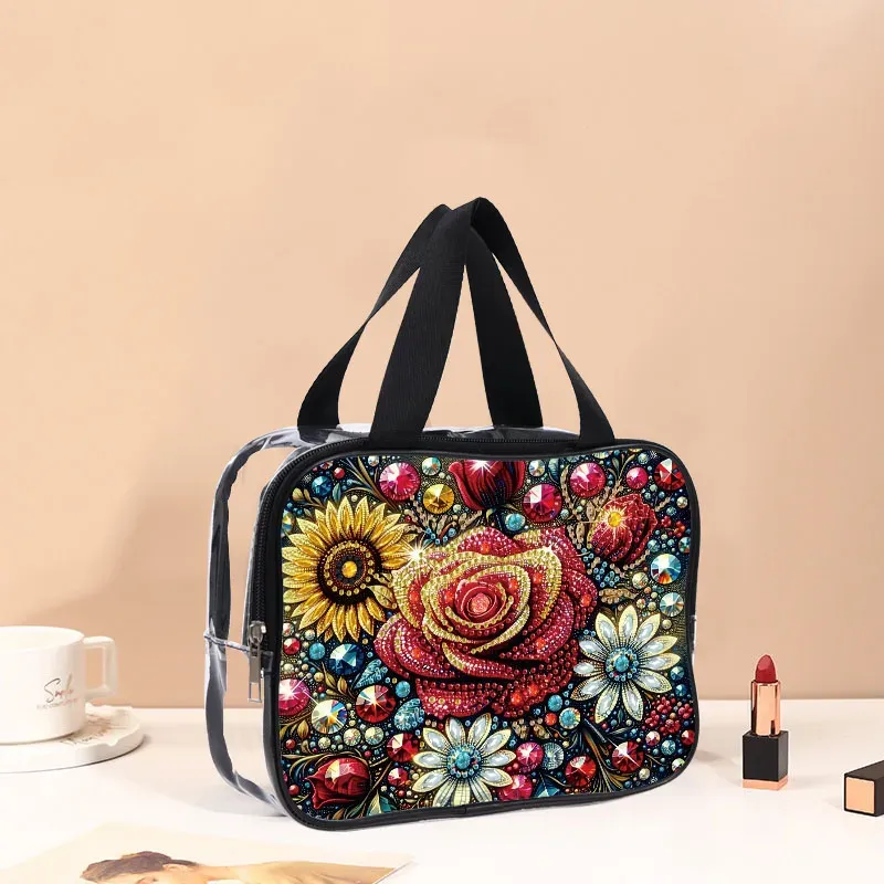 Reisetasche Diamantmalerei mit Kristallen und Blumenmuster