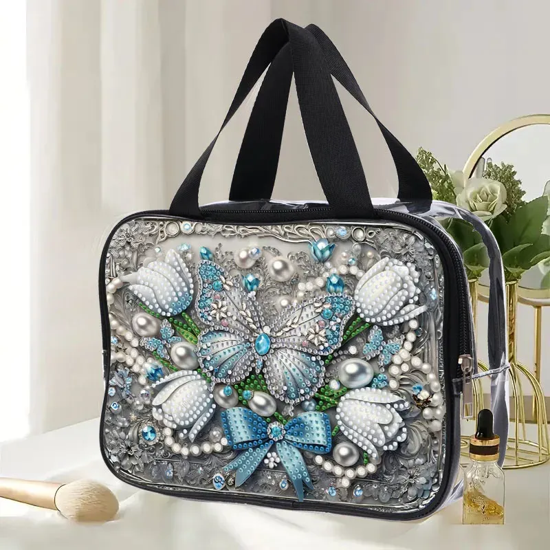 Reisetasche Diamantmalerei mit Kristallen und Blumenmuster