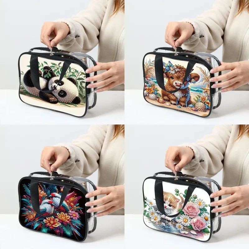 Reisetasche Diamantmalerei mit Kristallen und Tiermuster