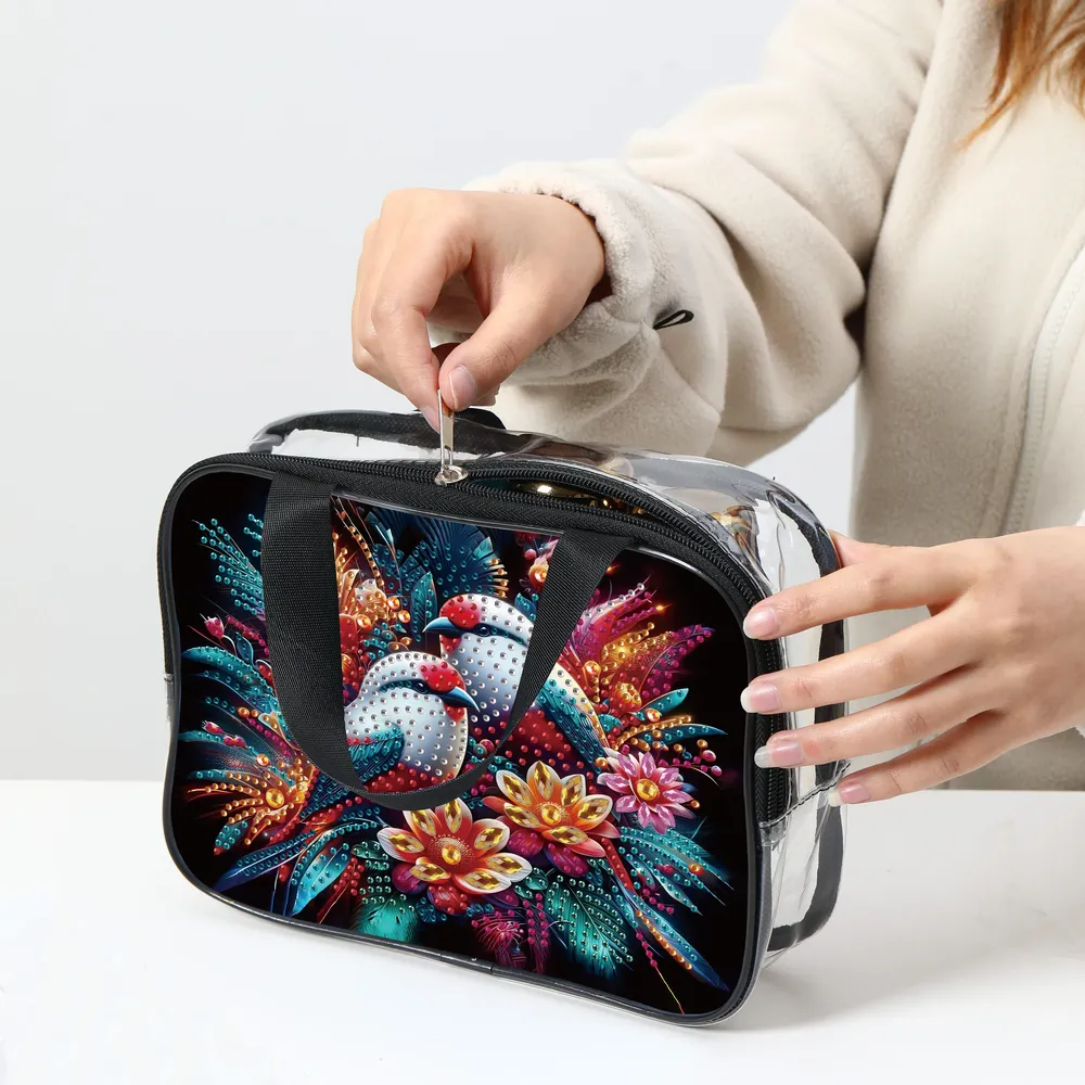 Reisetasche Diamantmalerei mit Kristallen und Tiermuster